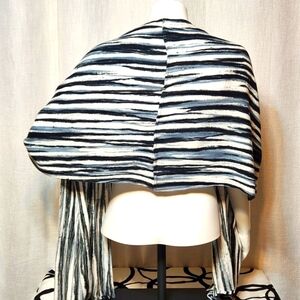 Modesce Blue Striped Scarf Woven Wrap Shoulder Shrug